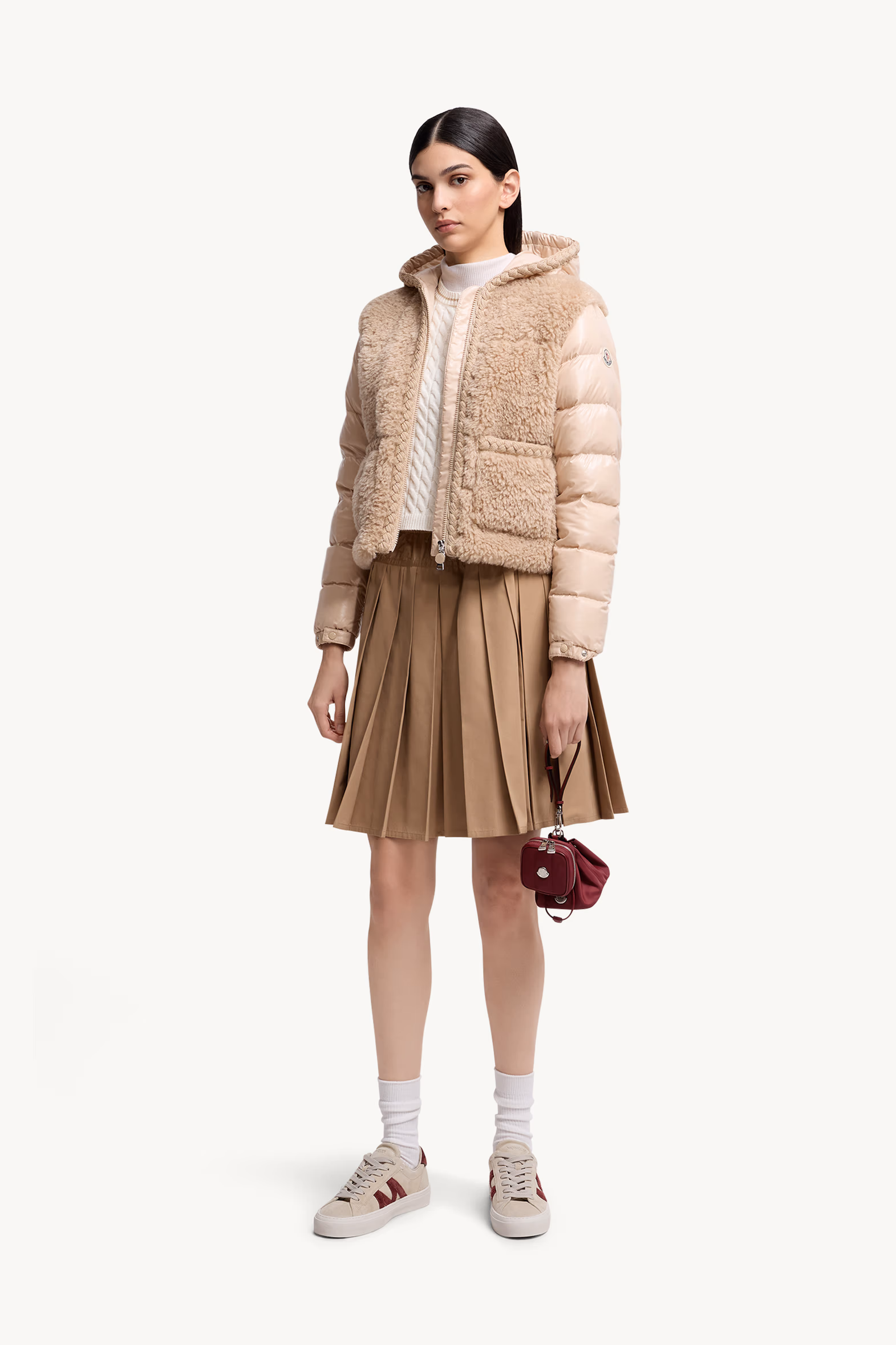 Plantay Hooded Teddy Down Vest Women Beige Moncler 0